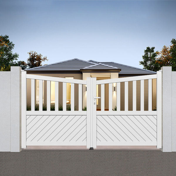 Portail aluminium biaisé semi ajouré fougère - Eurytos