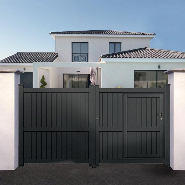 Portail aluminium avec portillon intégré - Aristote