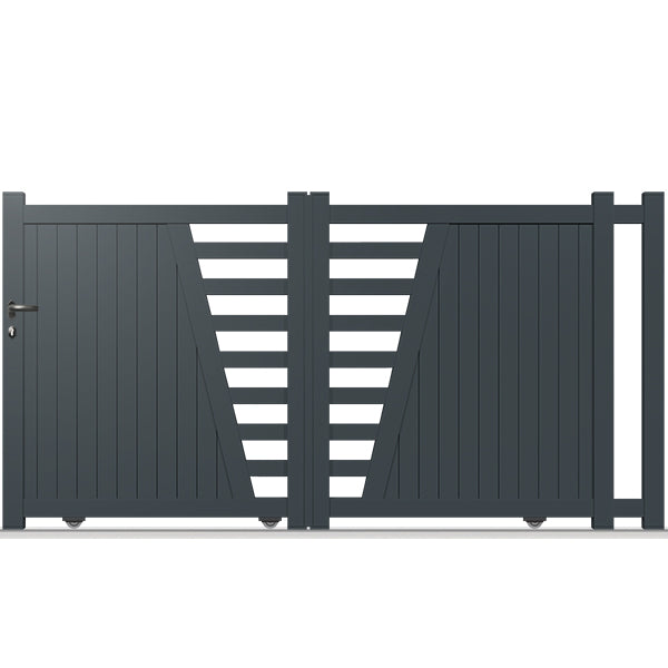 Portail aluminium coulissant semi-modern - Gallus