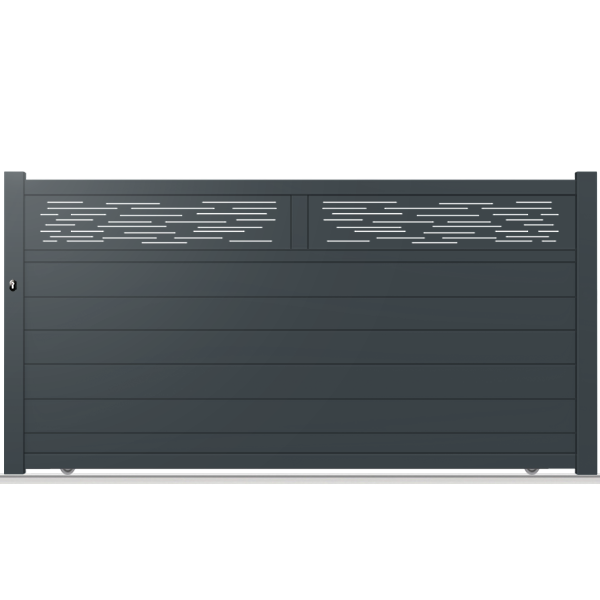 Portail aluminium coulissant semi-modern - Pavo