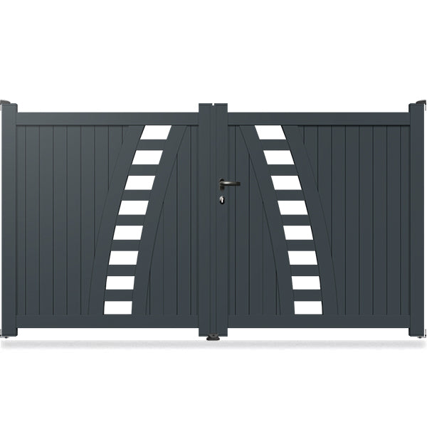 Portail aluminium droit semi-ajouré - Rucha