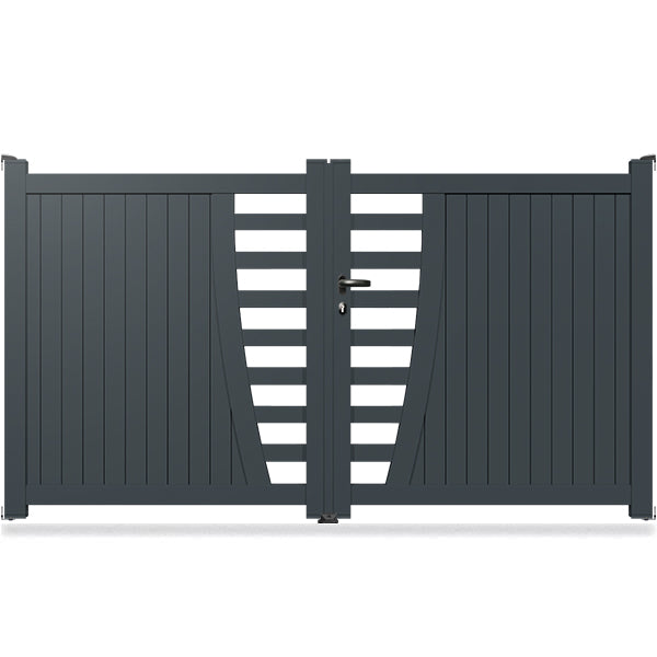 Portail aluminium droit semi-ajouré - Sador
