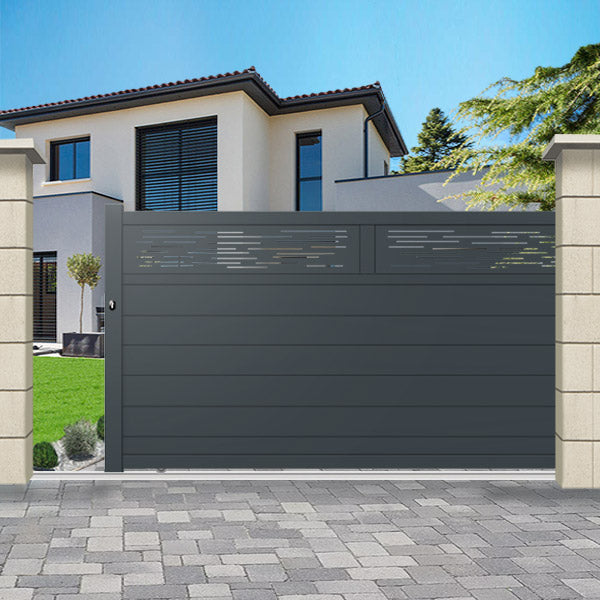 Portail aluminium coulissant semi-modern - Pavo
