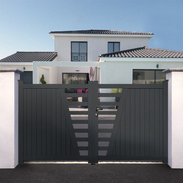 Portail aluminium droit semi-ajouré - Reda