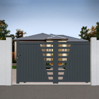 Portail aluminium coulissant semi-modern - Gallus