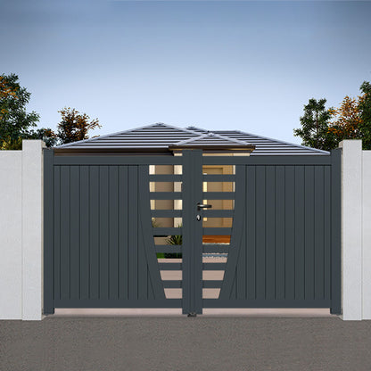 Portail aluminium droit semi-ajouré - Sador