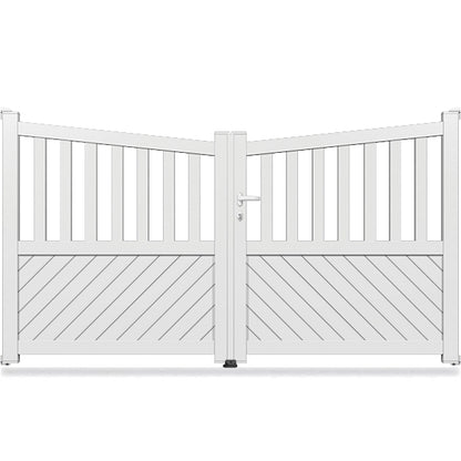 Portail aluminium biaisé semi ajouré fougère - Eurytos