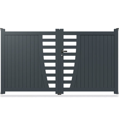 Portail aluminium droit semi-ajouré - Sador