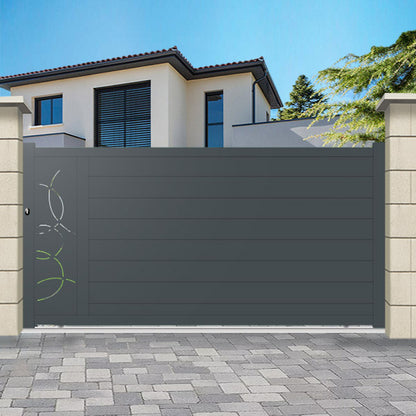 Portail aluminium coulissant semi-modern - Aquarius
