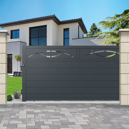 Portail aluminium coulissant semi-modern - Grus