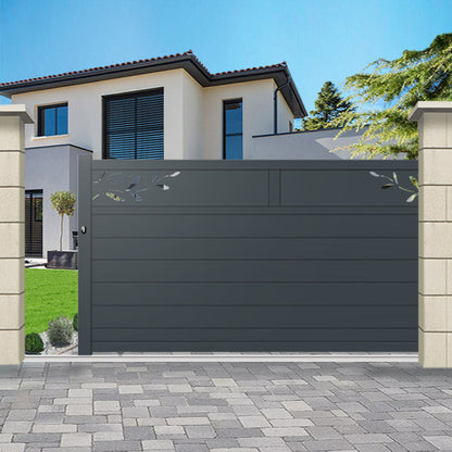 Portail aluminium coulissant semi-modern - Indus