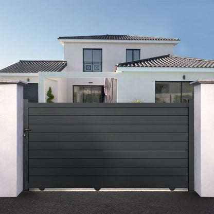 Portail aluminium coulissant semi-modern - Jordanus